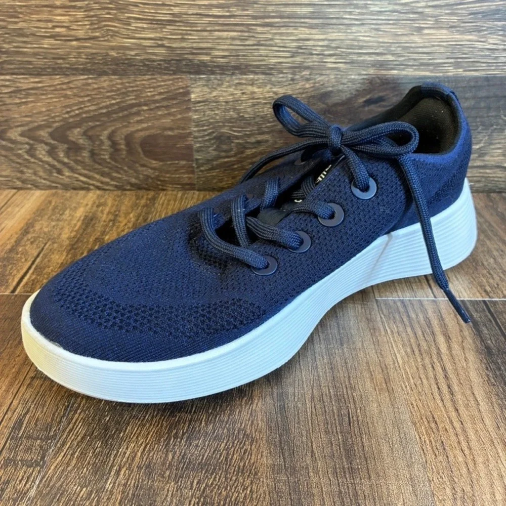 Allbirds Tree Runner Marine Blue White Knit Walking Shoes Womens Sz 9 Sneaker